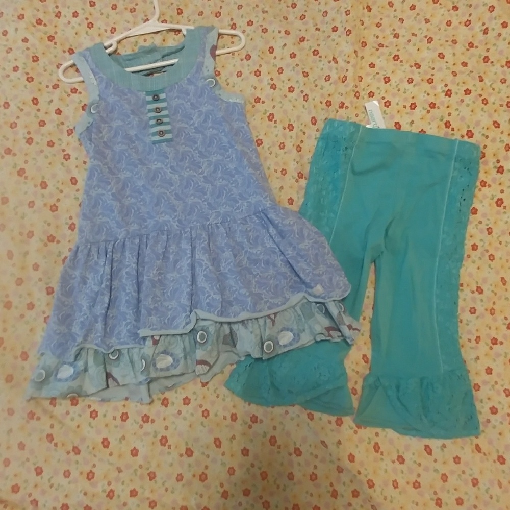 Naartjie twirly dress and lace capris size 4 NWT
